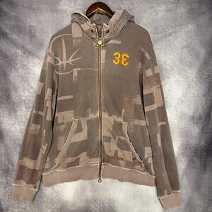 VTG Nike Hoodie Mens XL Brown Full Zip Mockba THR3ES 3E Embroidered Graphic